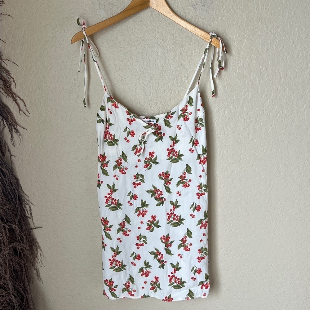 Reformation chandler mini cherry tie strap dress - Picture 2 of 11